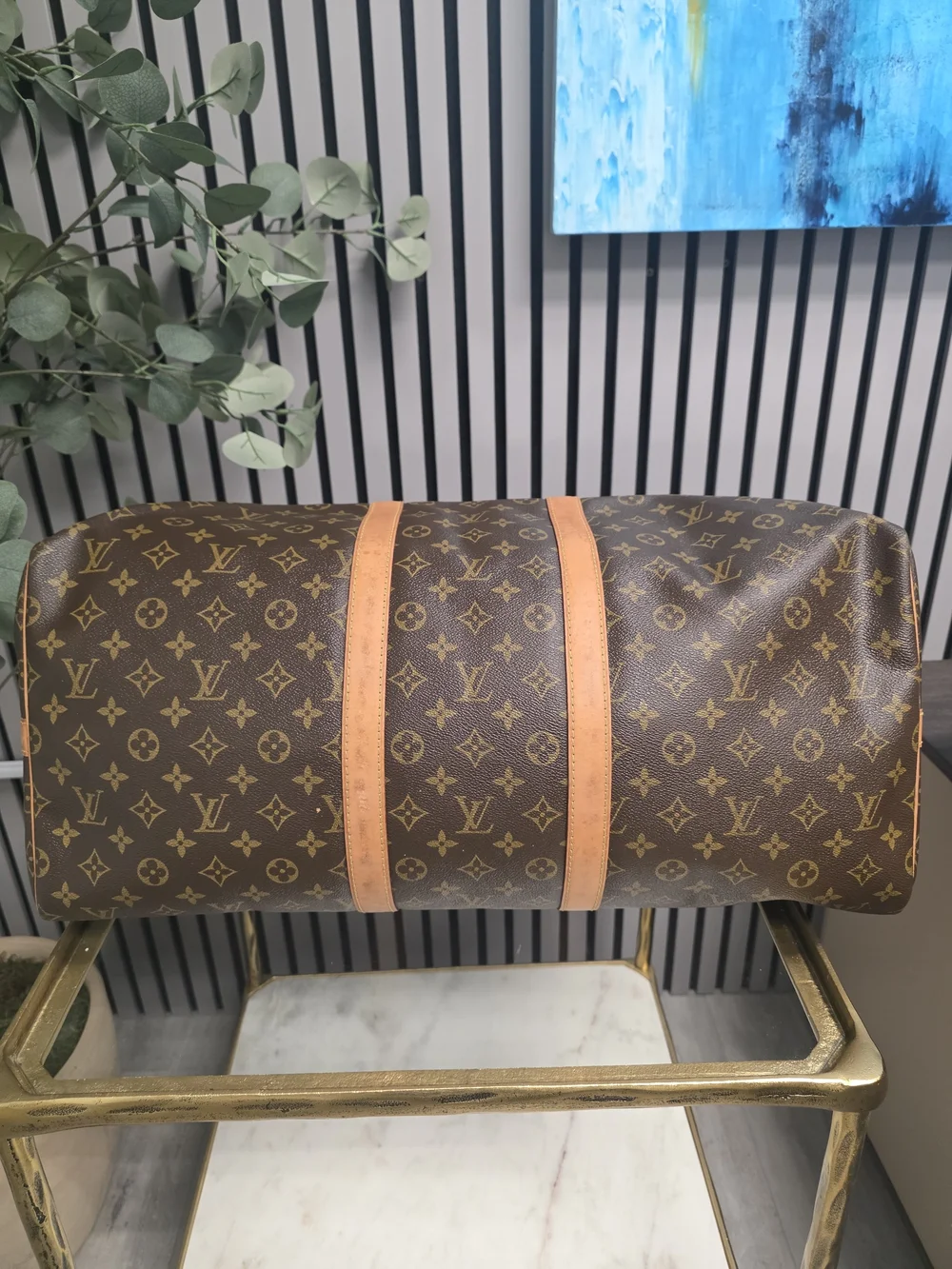 Louis Vuitton Brown Monogram Keepall Bandoulière 55 Travel Bag - Brown w/ Strap